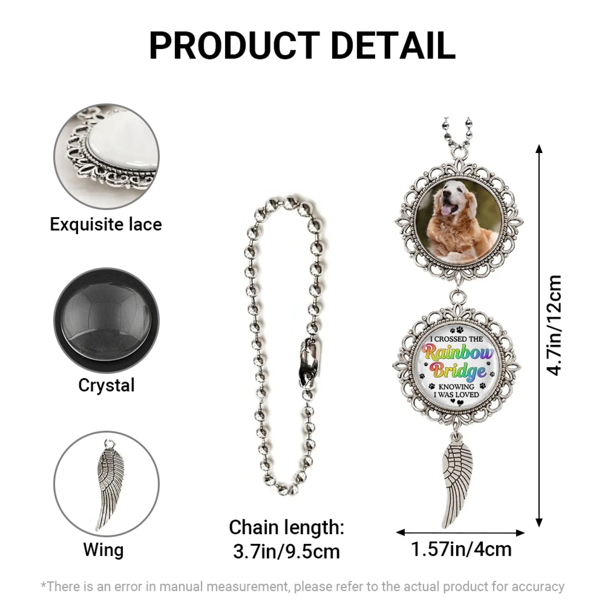 Pet memorial car charm product details size guide and customization information