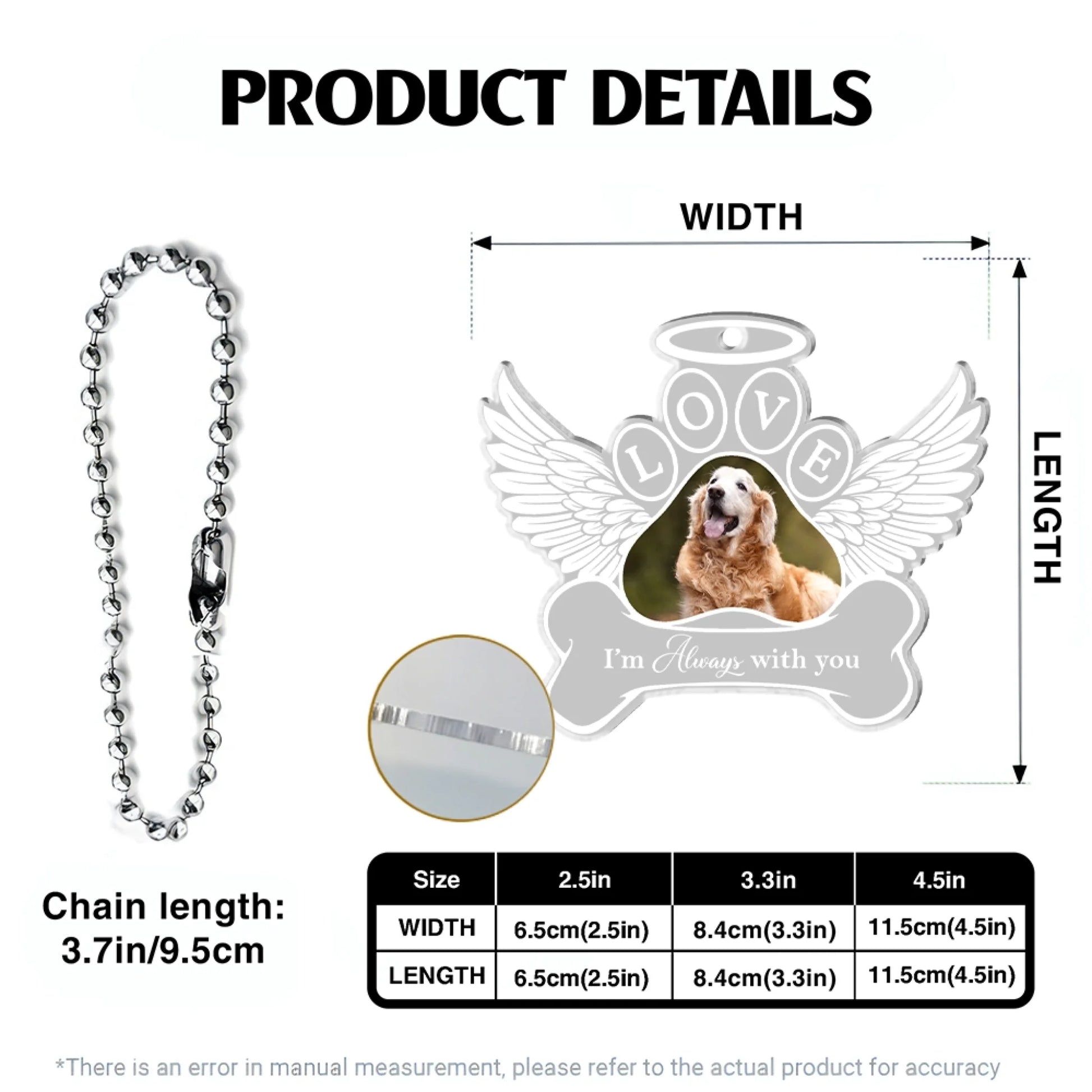 Pet memorial ornament product details dimensions and customization guide