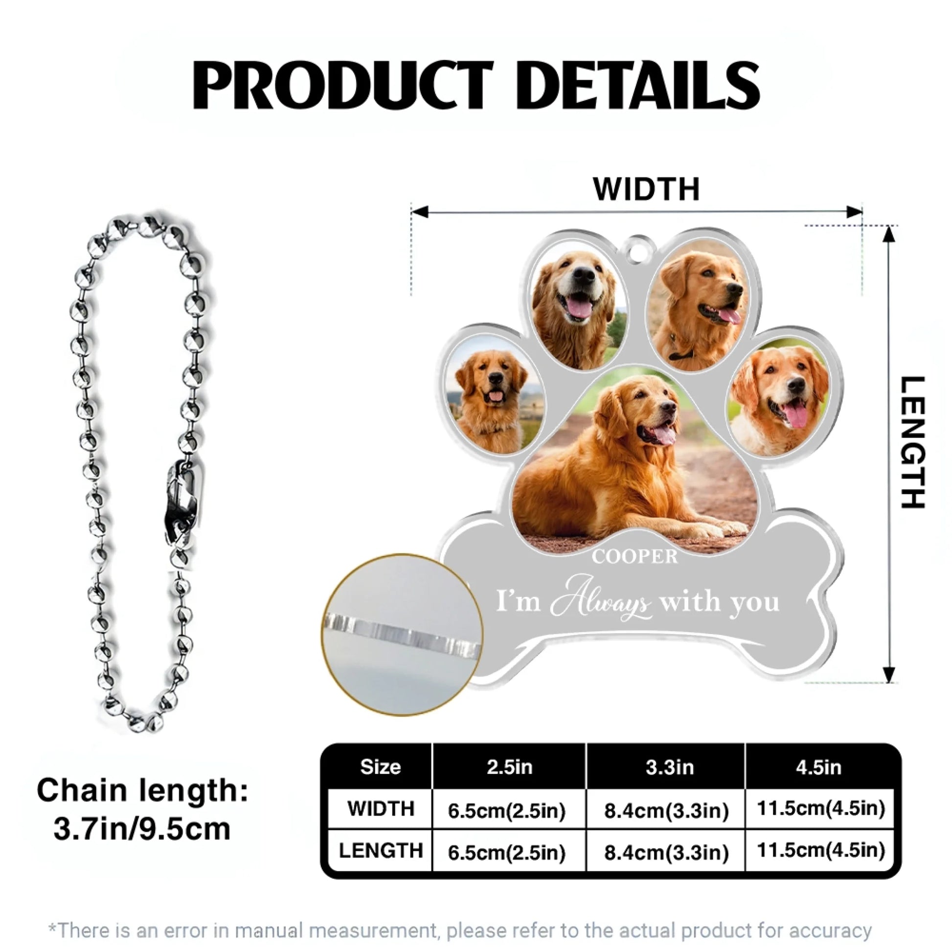 Pet memorial ornament product details dimensions and customization guide