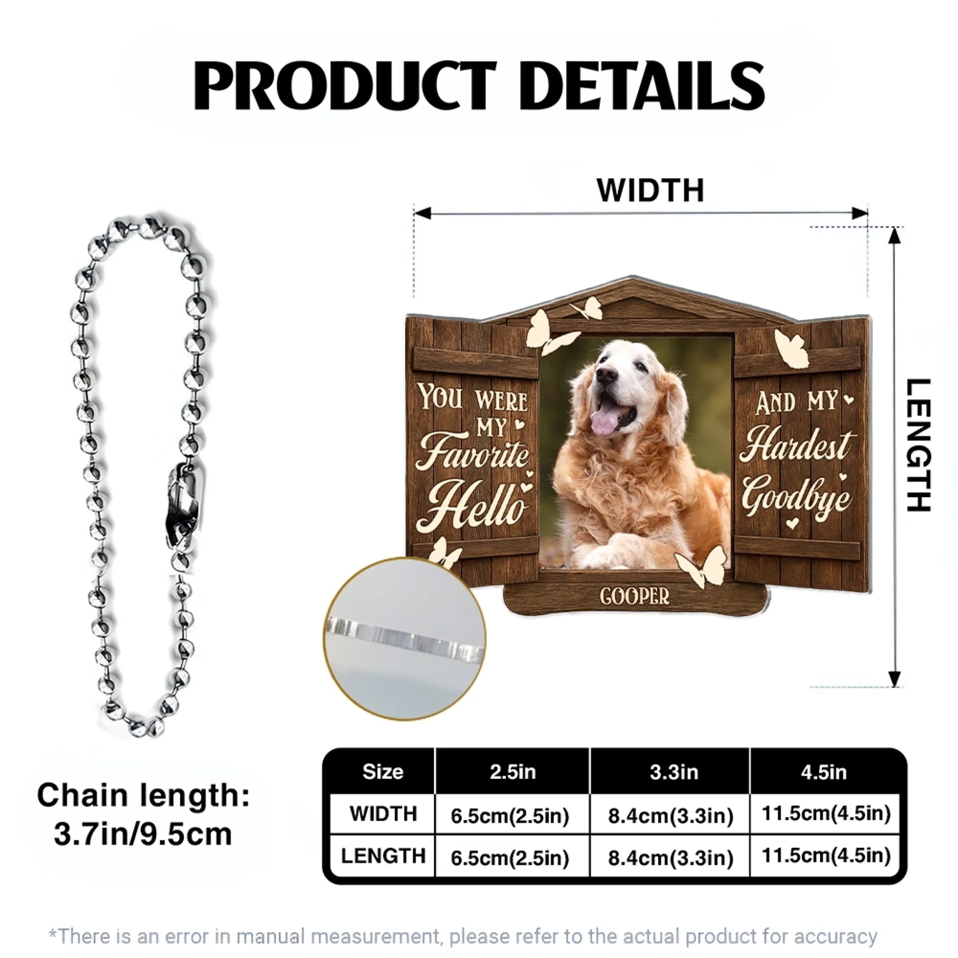 Pet memorial ornament product details dimensions and customization guide