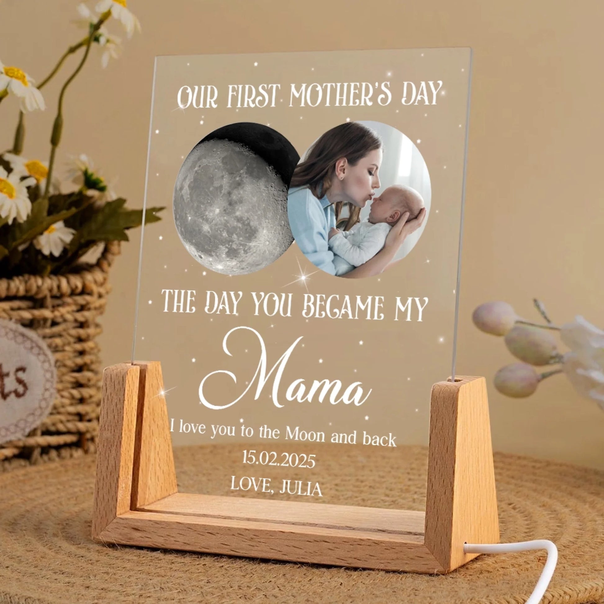 Personalized Moon Phase LED Night Light For New Mom