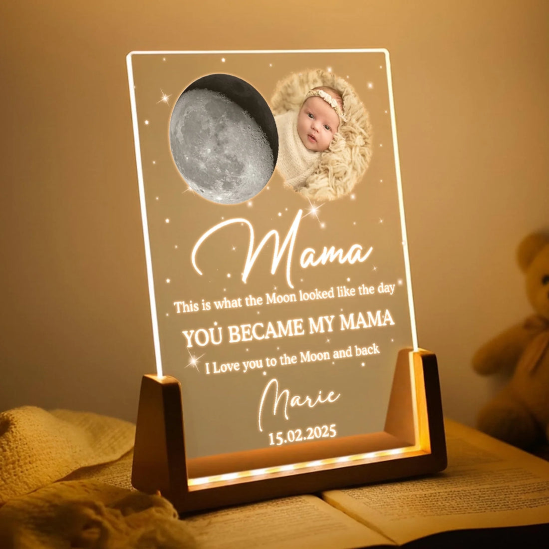 The Moon Personalized Acrylic Night Light Gift For Mom