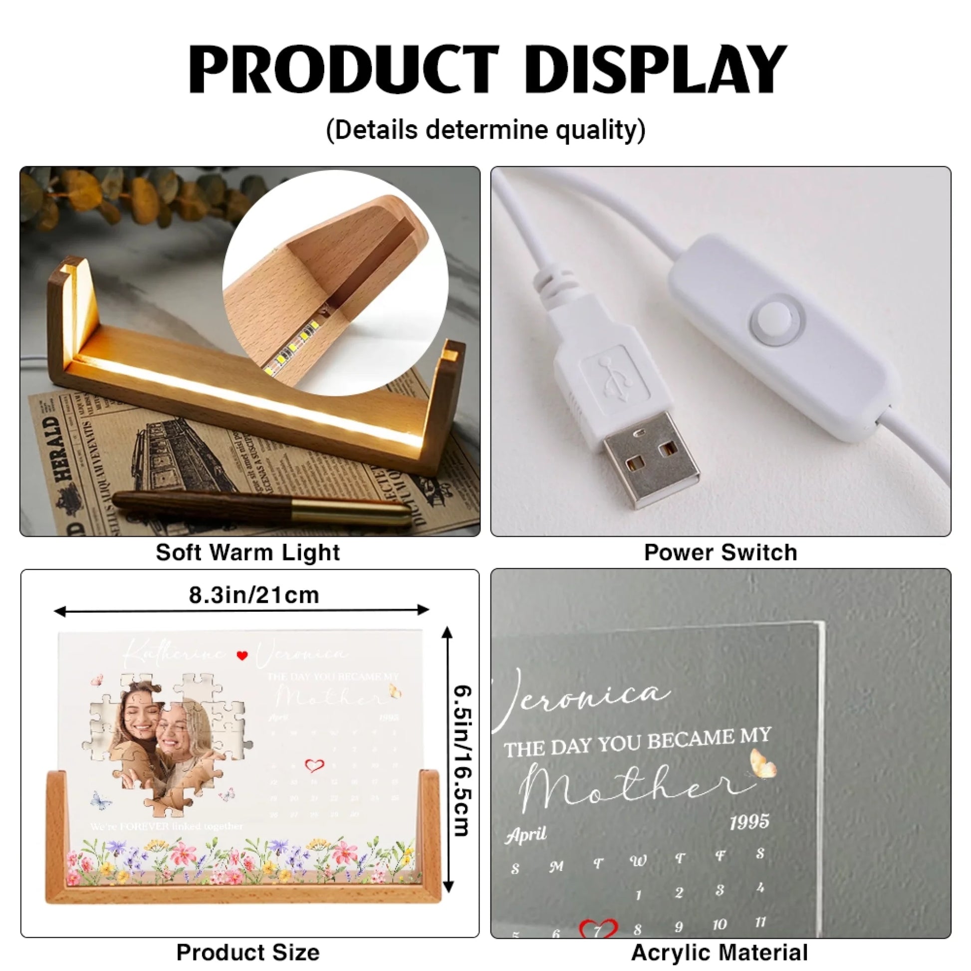 Personalized Acrylic Night Light Product Details