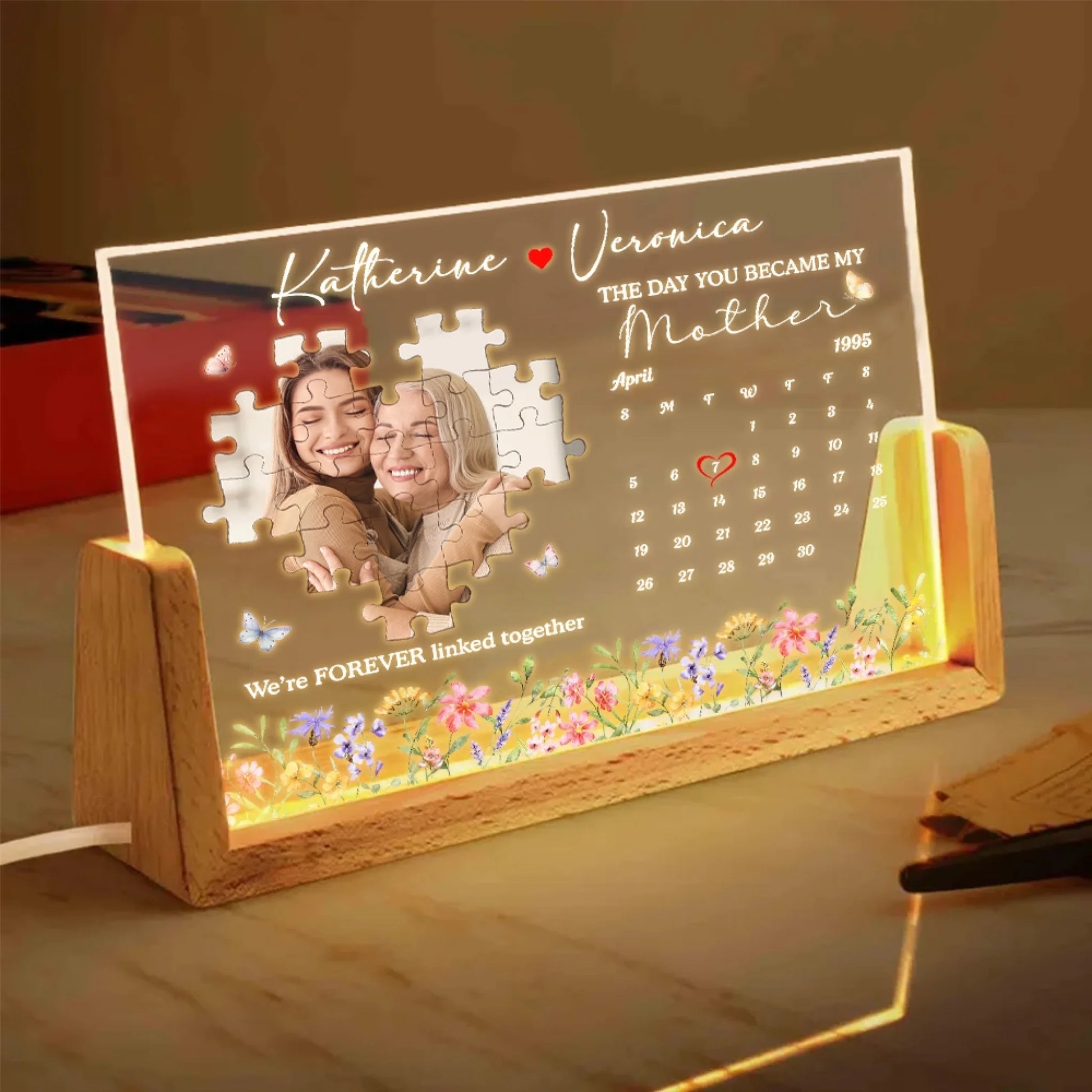 Custom Photo Acrylic Night Light For Mother's Day