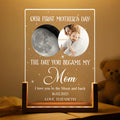 First Mother's Day Personalized Acrylic Night Light With Moon Phase Artwork
