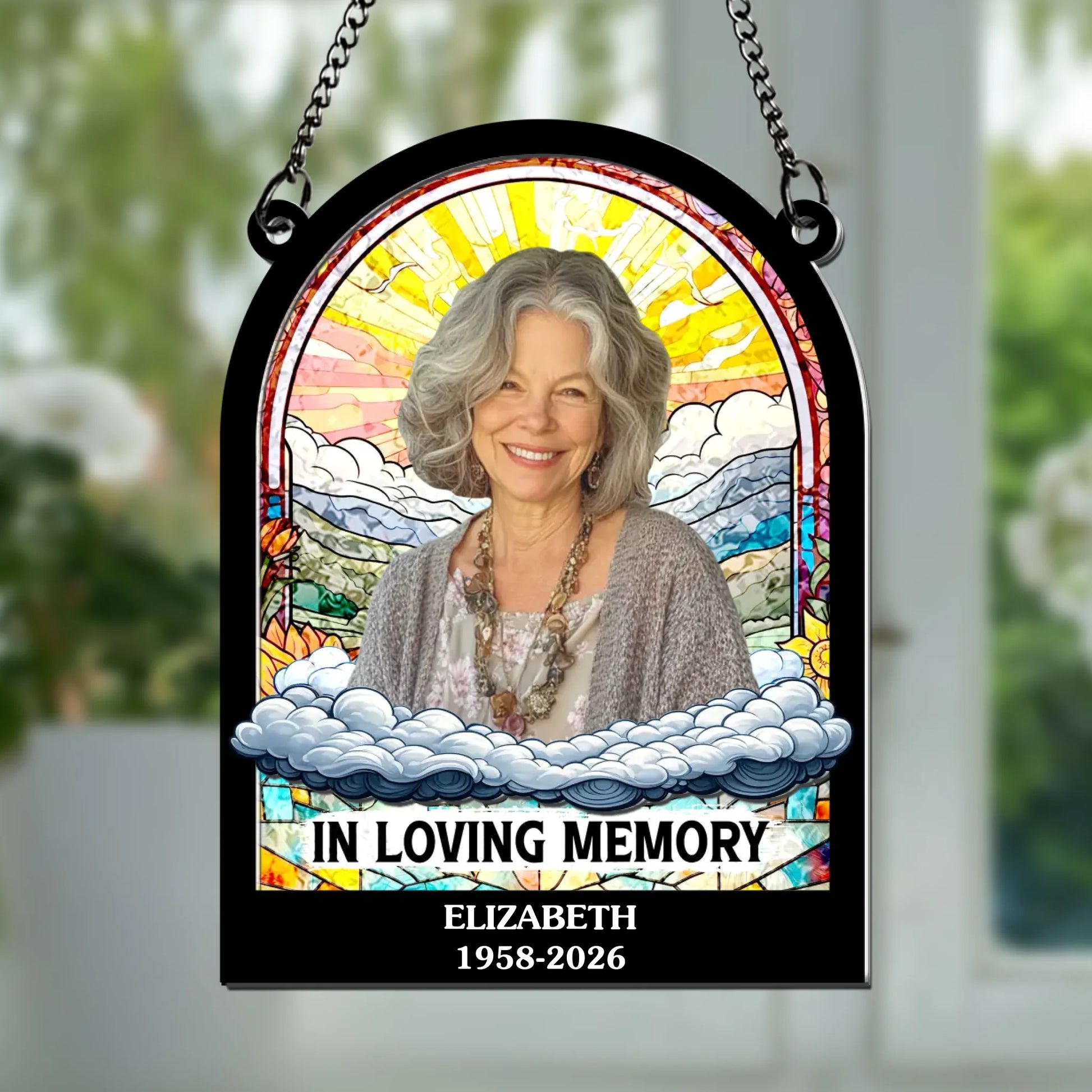 In Loving Memory personalized memorial suncatcher with photo