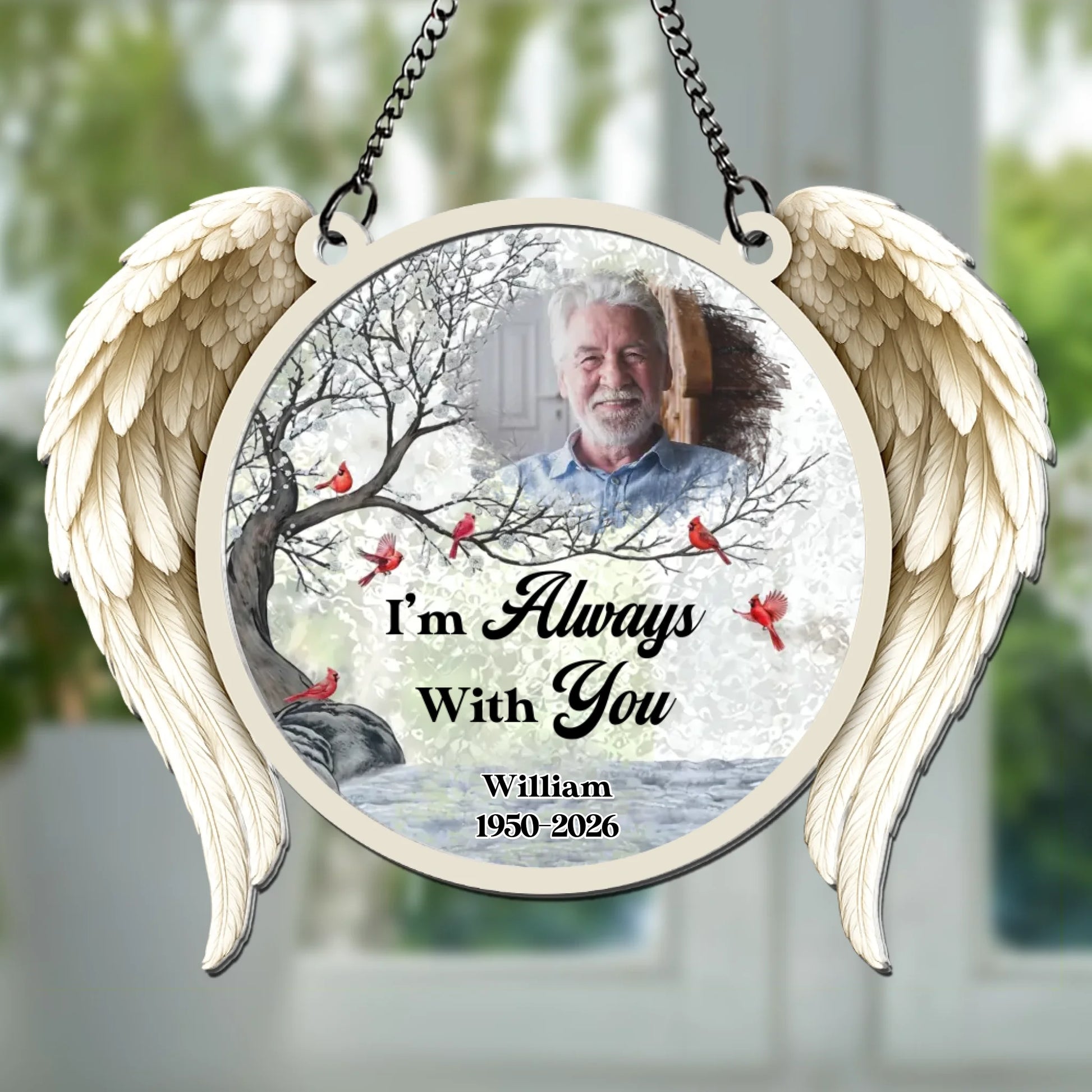 Always With You personalized memorial suncatcher with custom photo