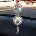Custom memorial car charm with angel wing pendant and personalized photo