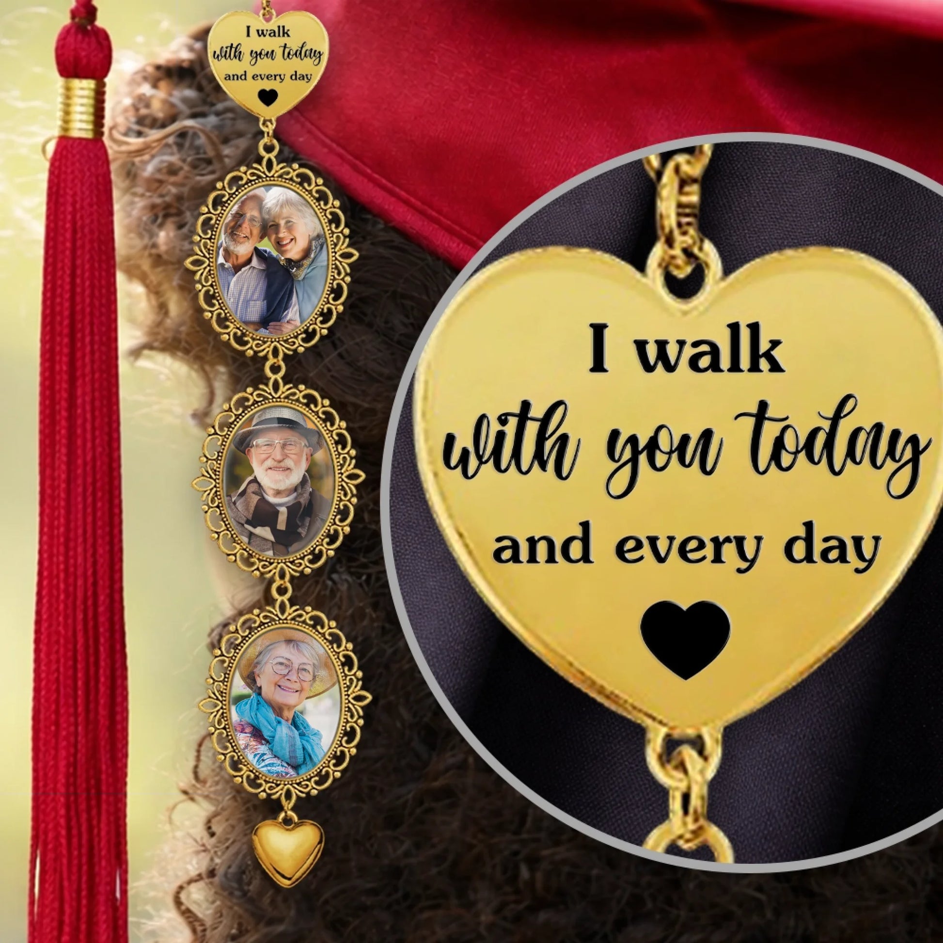 I Walk With You – Memorial Graduation Tassel Photo Charm | OPULIFTS ...