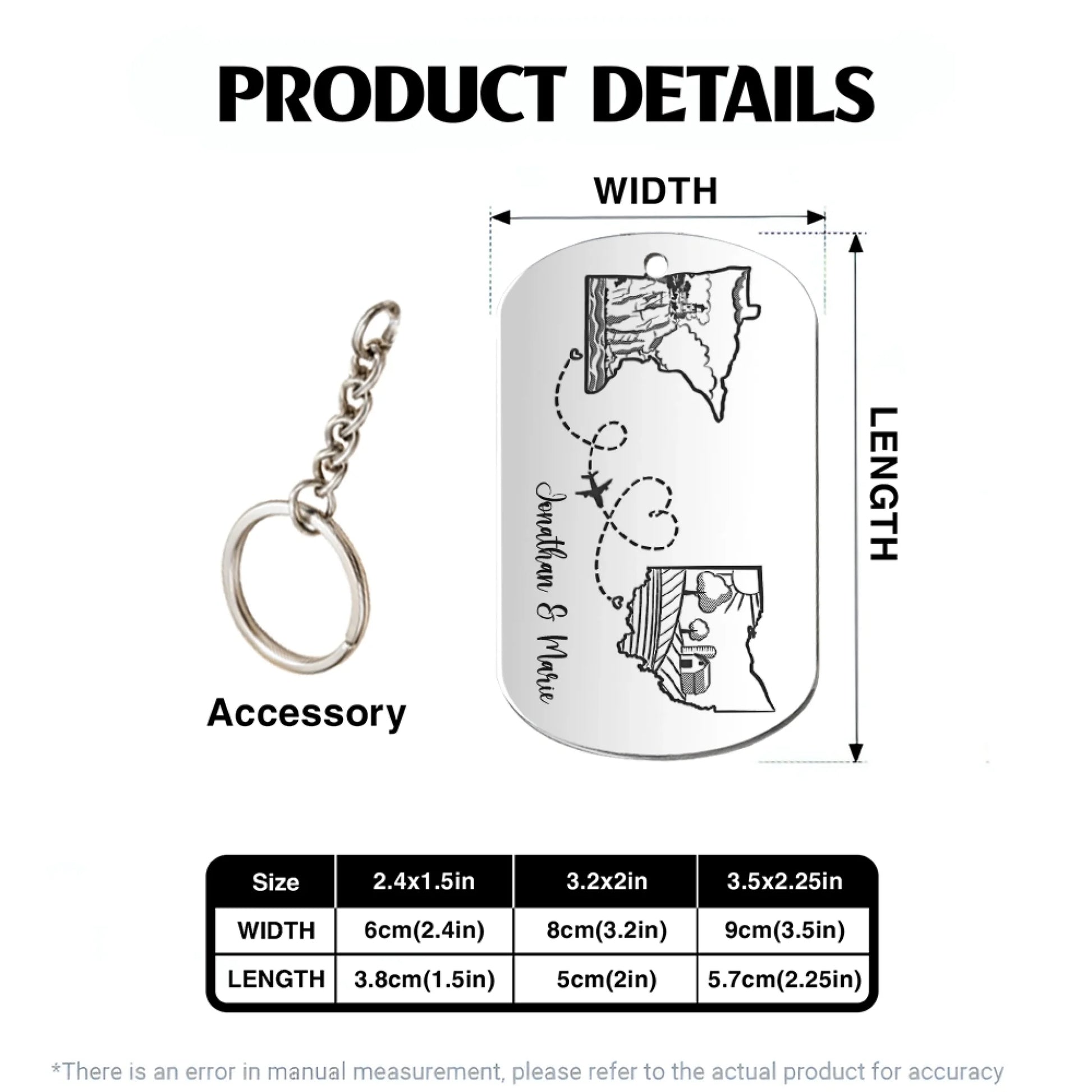 Personalized Aluminum Keychain Product Details And Size Guide