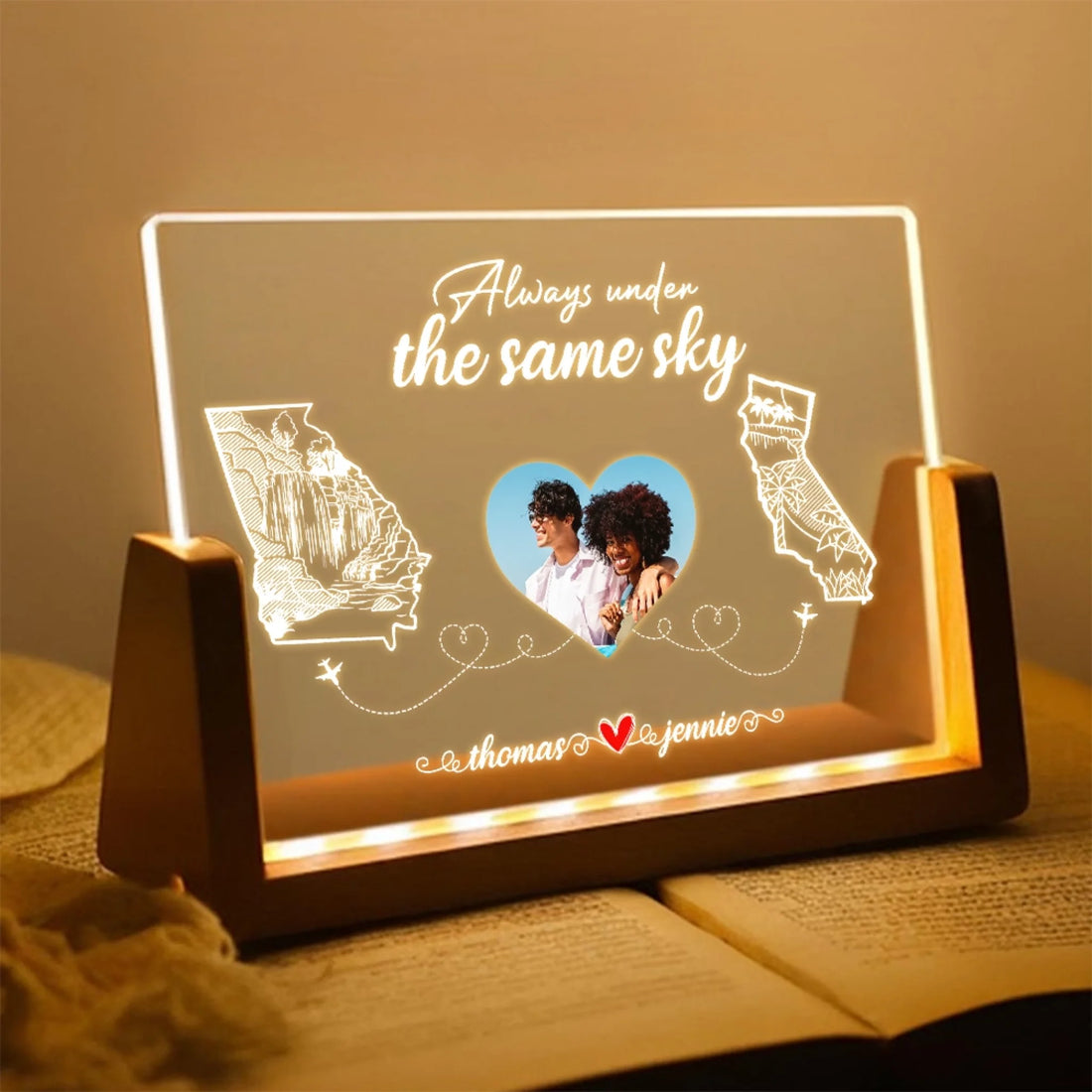 Personalized Long Distance Acrylic Night Light Under The Same Sky