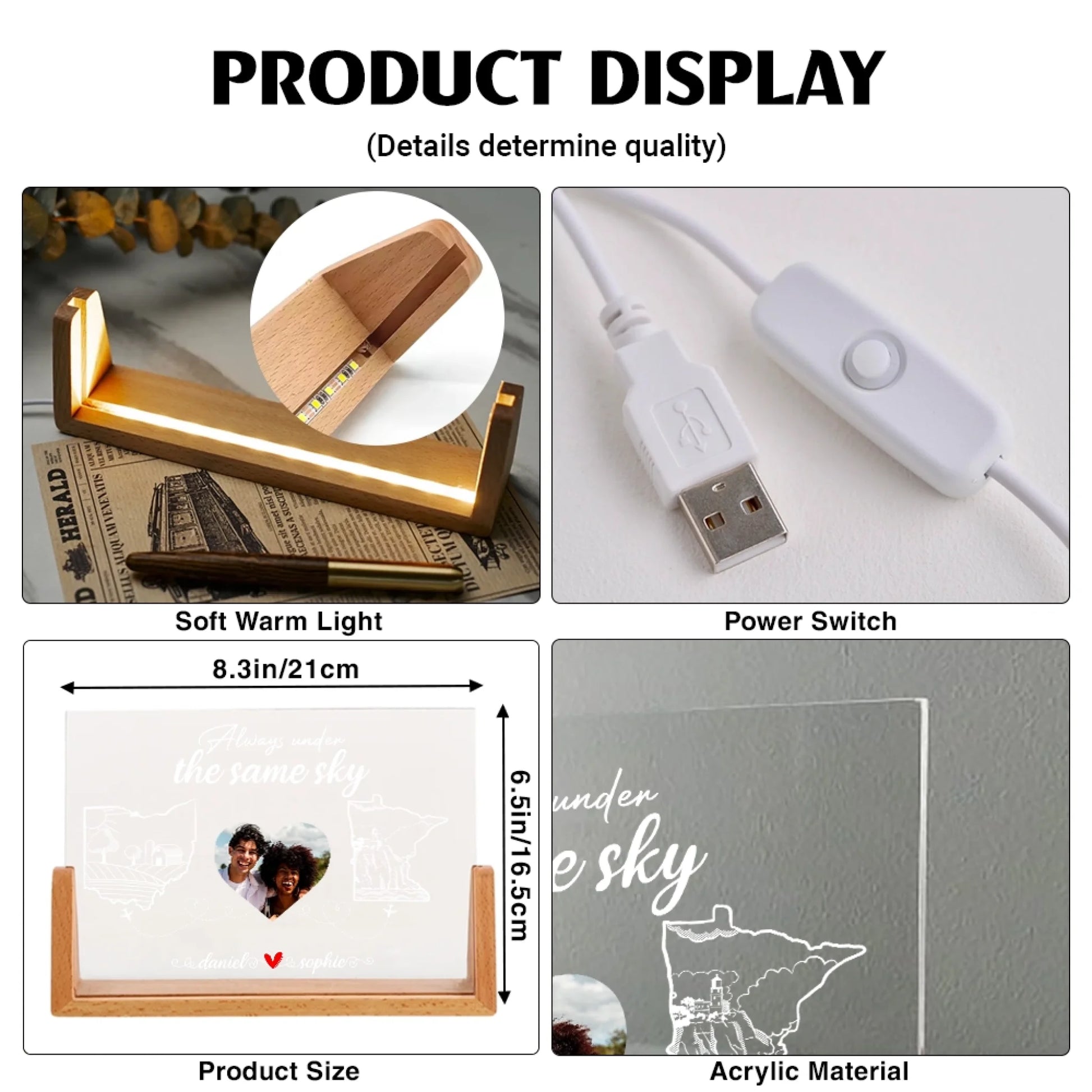 Personalized Acrylic Night Light Product Display