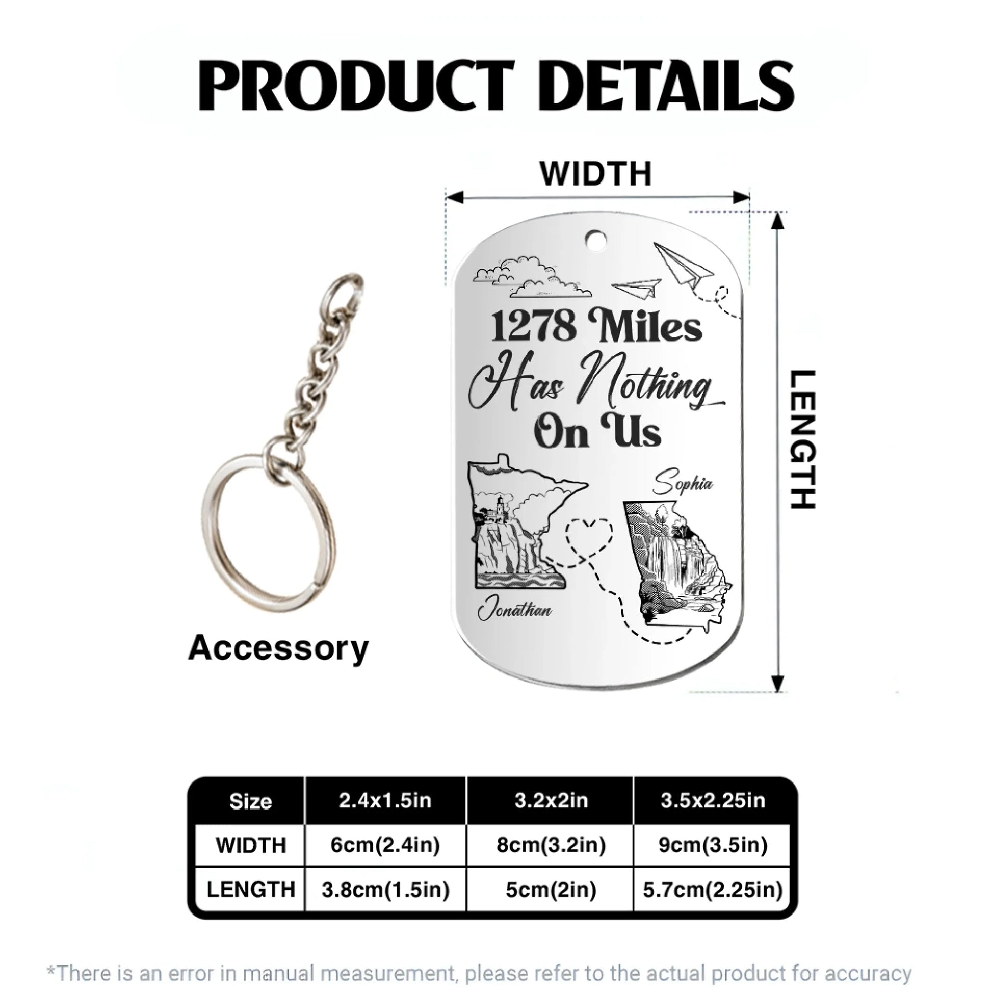 Personalized Aluminum Keychain Product Details And Size Guide