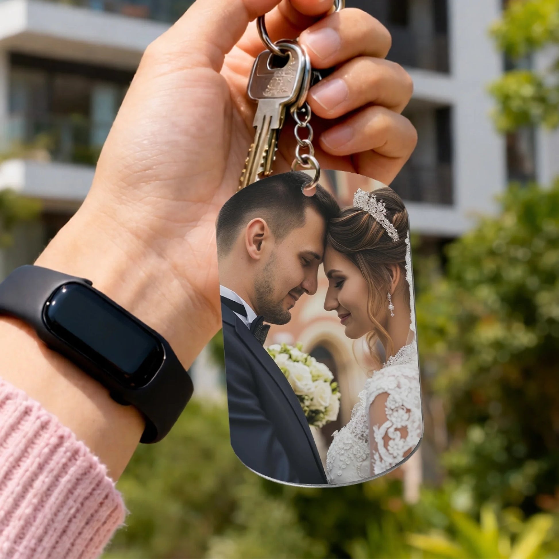 Long Distance Relationship Keychain With Custom Photo