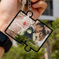 Engaged personalized acrylic keychain with custom photo and map design