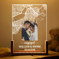 Personalized Engagement Acrylic Night Light With Photo And Map