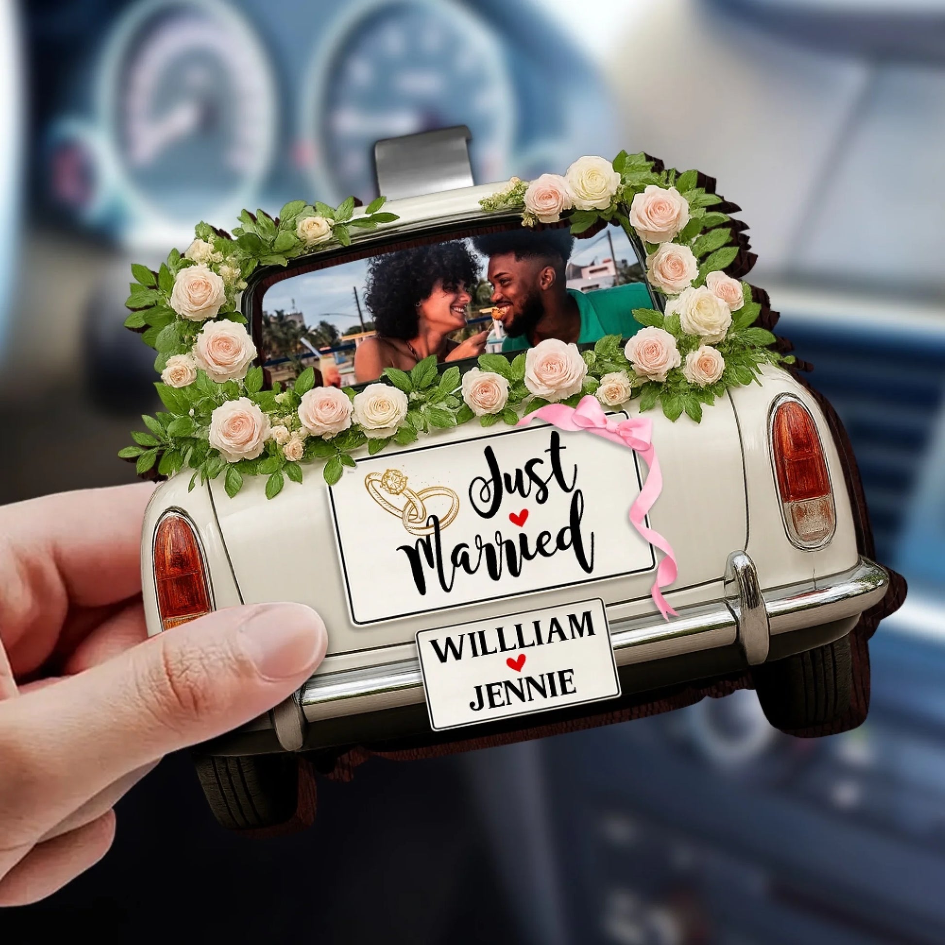 Custom Photo Car Visor Clip Wedding Gift For Couples