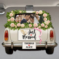 Just Married Personalized Wedding Car Visor Clip With Photo And Names