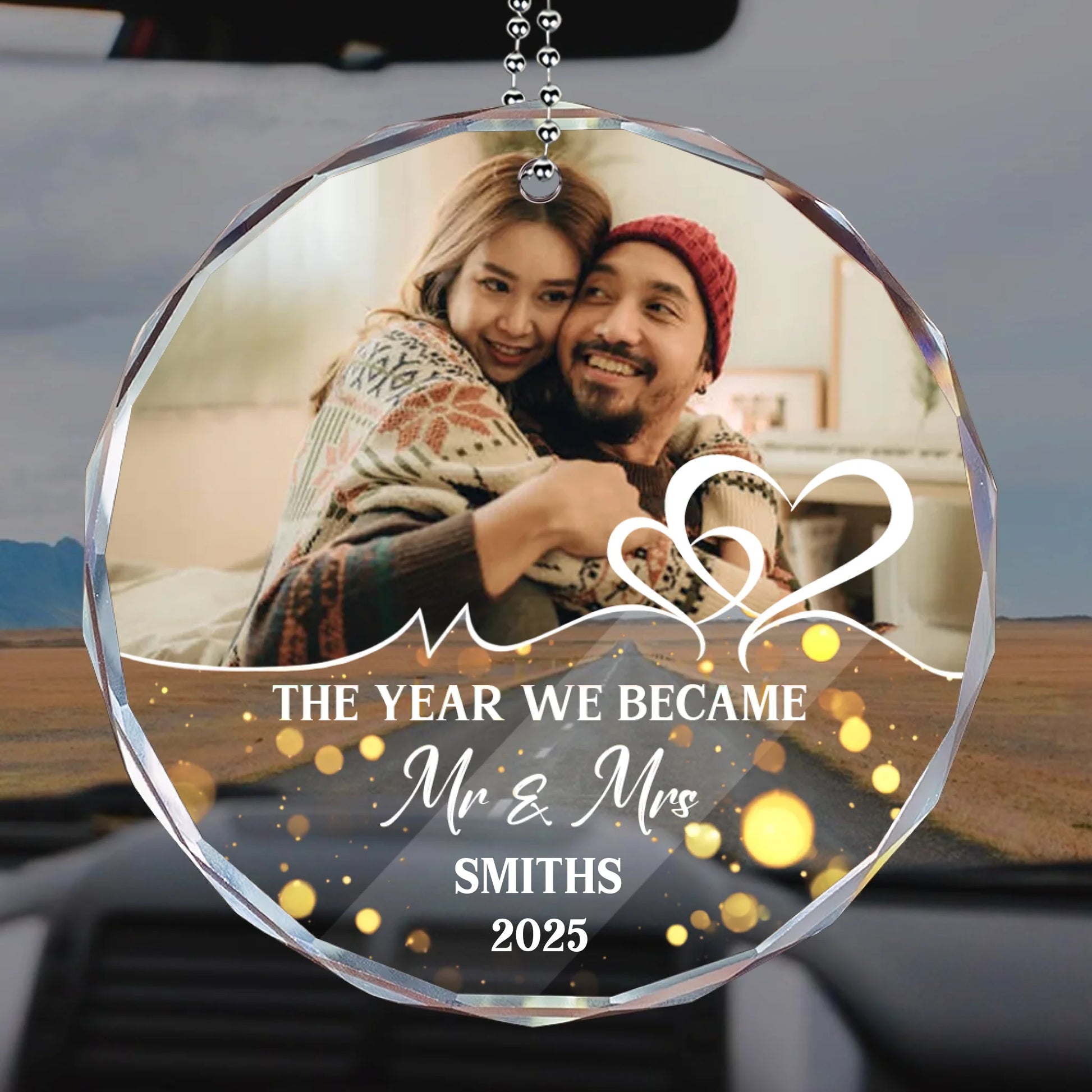 We Became Mr And Mrs Personalized Glass Car Hanger With Custom Photo