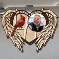 Always With You personalized memorial car visor clip with photo and angel wings