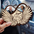 Angel wing memorial car visor clip displayed inside vehicle