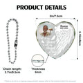 Heart shaped glass car hanger size chart and product specifications