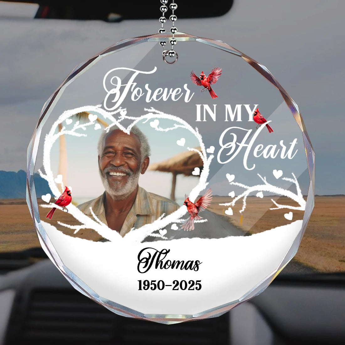 Forever In My Heart - Personalized Glass Car Hanger