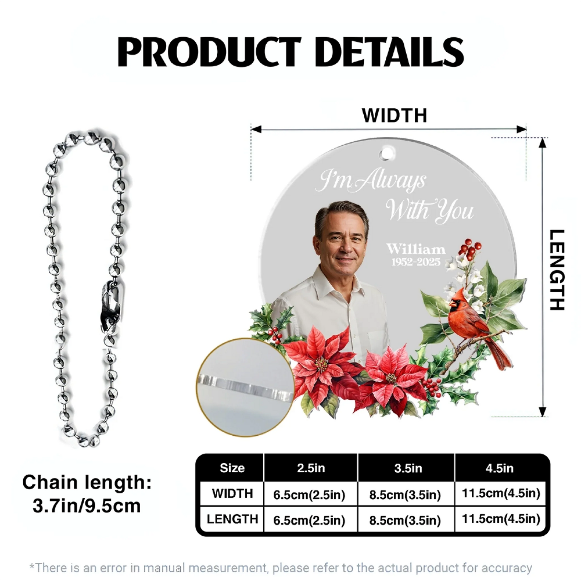Personalized Memorial Cardinal Car Hanger with Photo | OPULIFTS – Opulifts