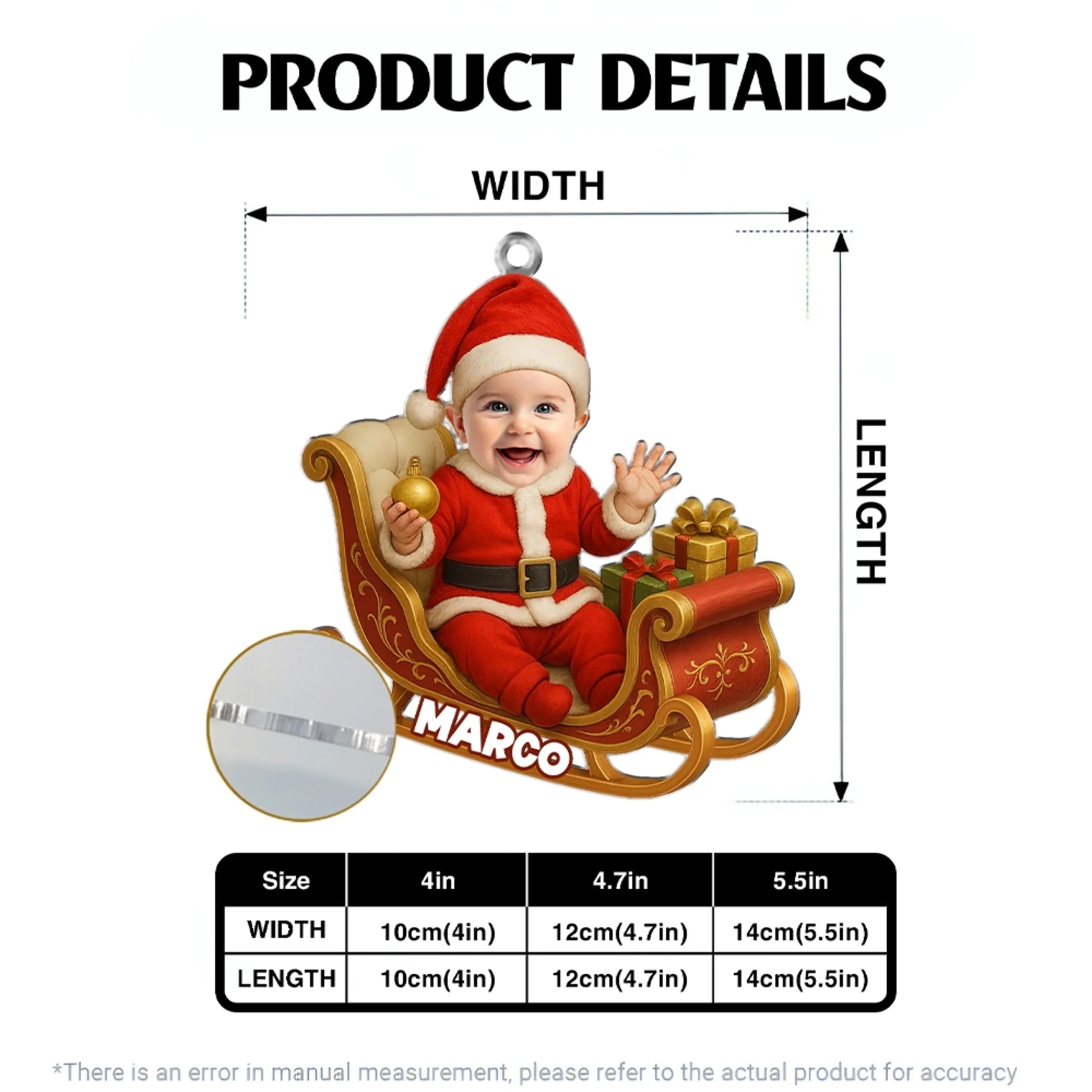 Personalized Acrylic Ornament Product Details And Dimensions
