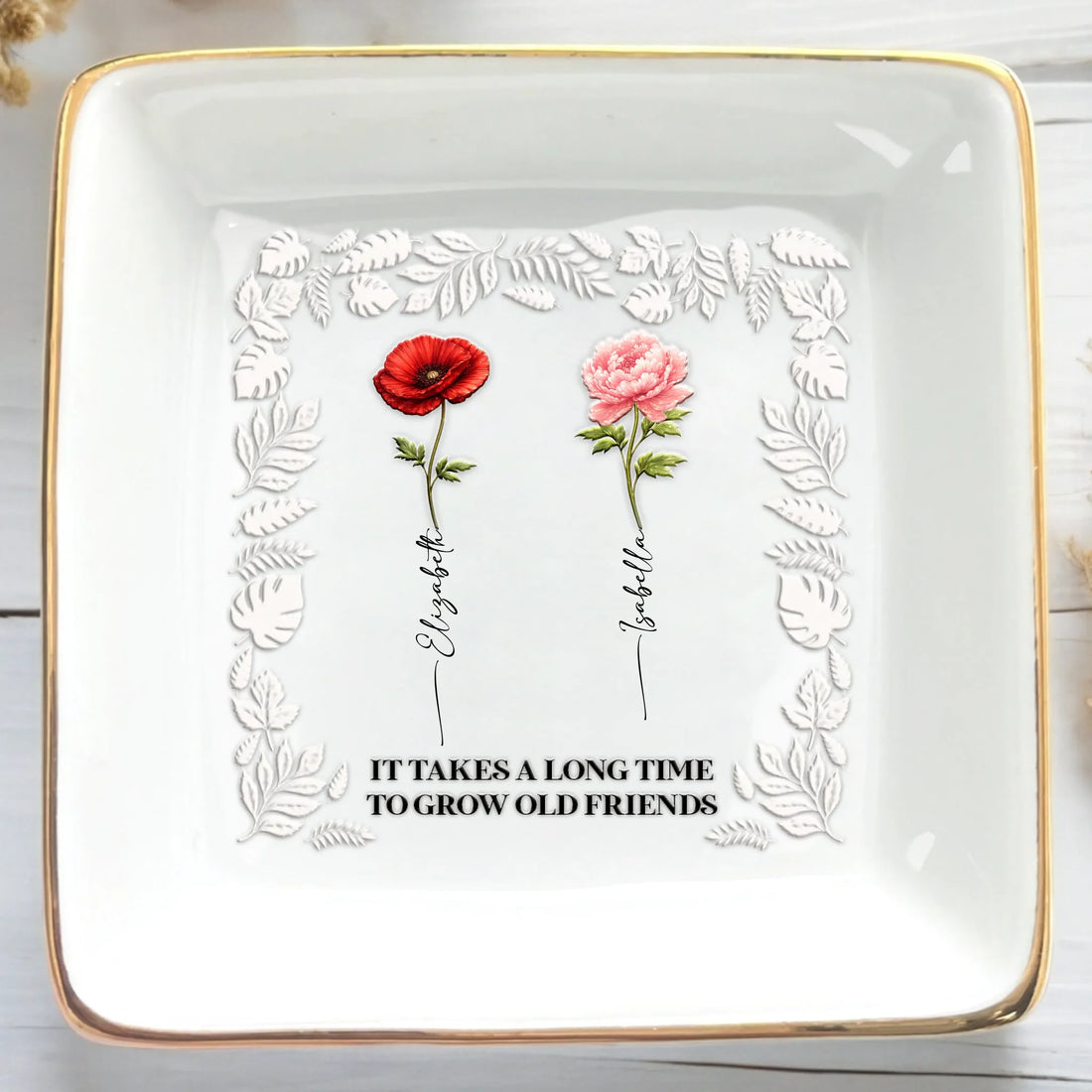 Grow Old Friends - Personalized Ceramic Ring Dish