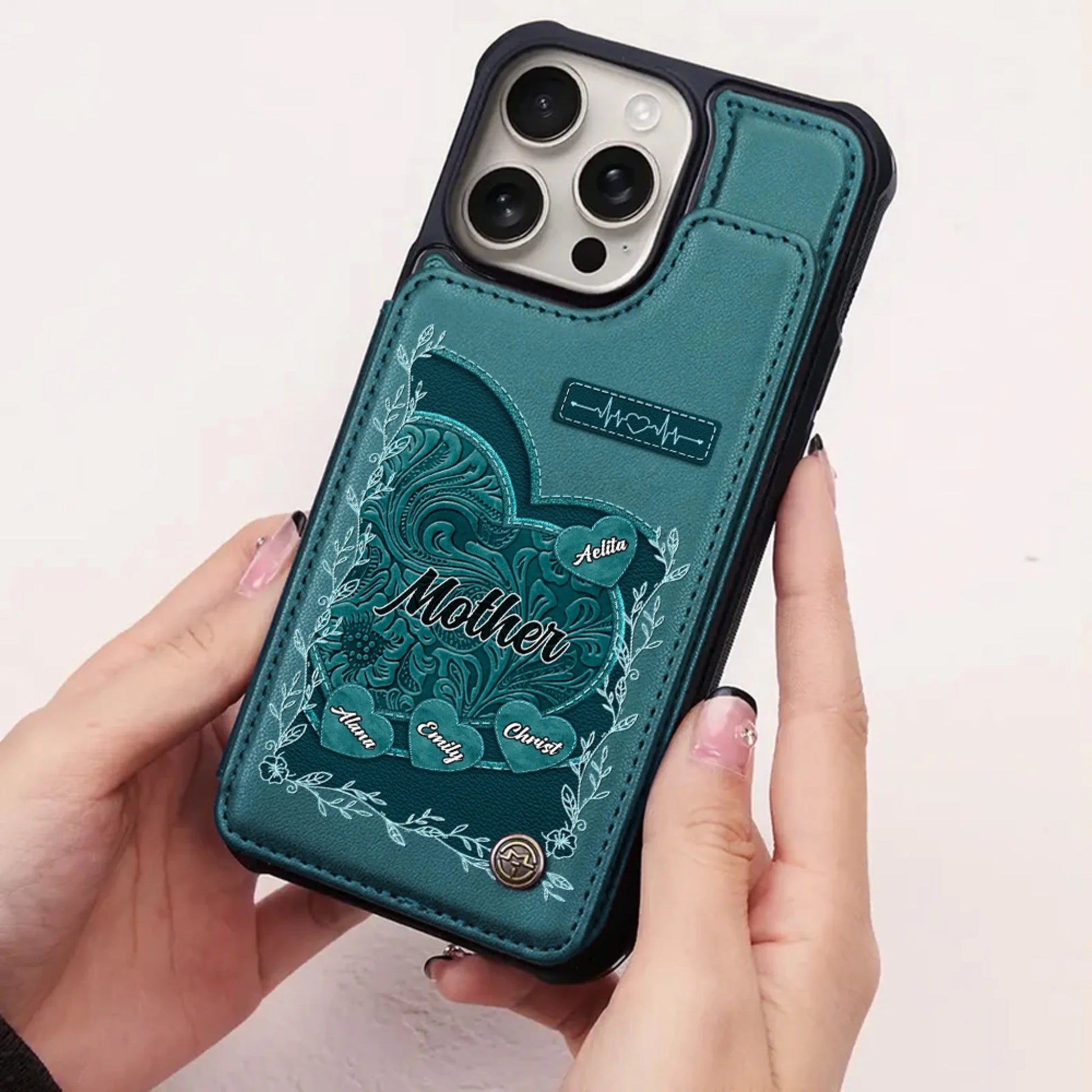 Grandma Personalized Leather Phone Case With Birth Month Flowers