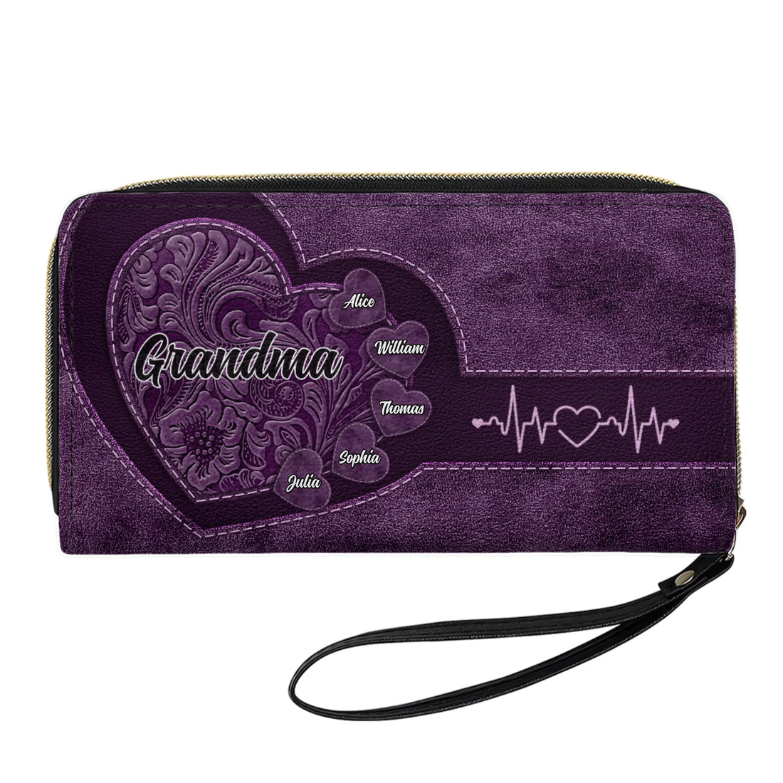 Grandma's Little Sweethearts - Personalized Leather Clutch Purse