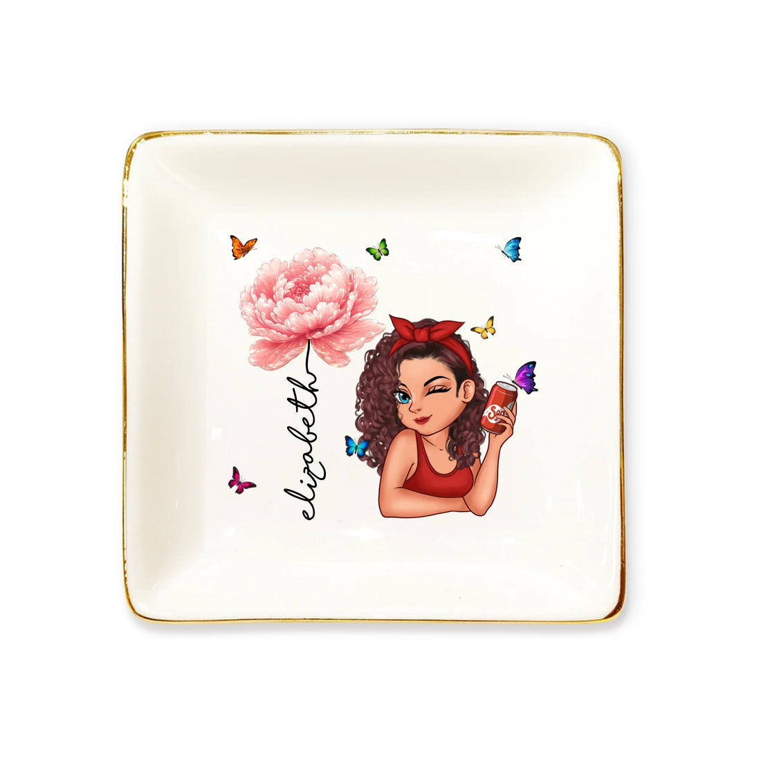 Birth Month Flowers - Personalized Ceramic Ring Dish
