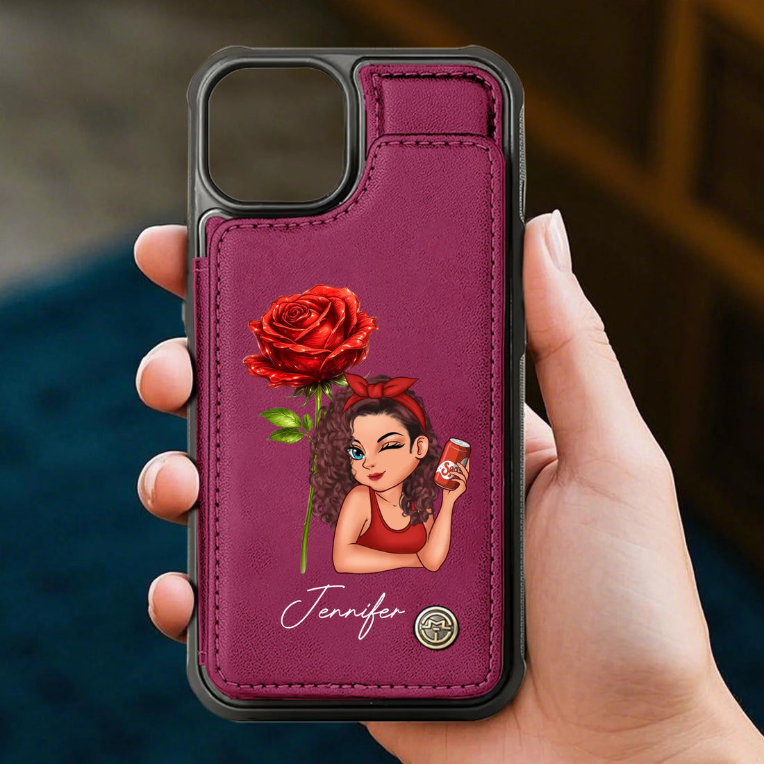 Birth Month Flowers - Personalized Leather Flip Wallet Phone Case