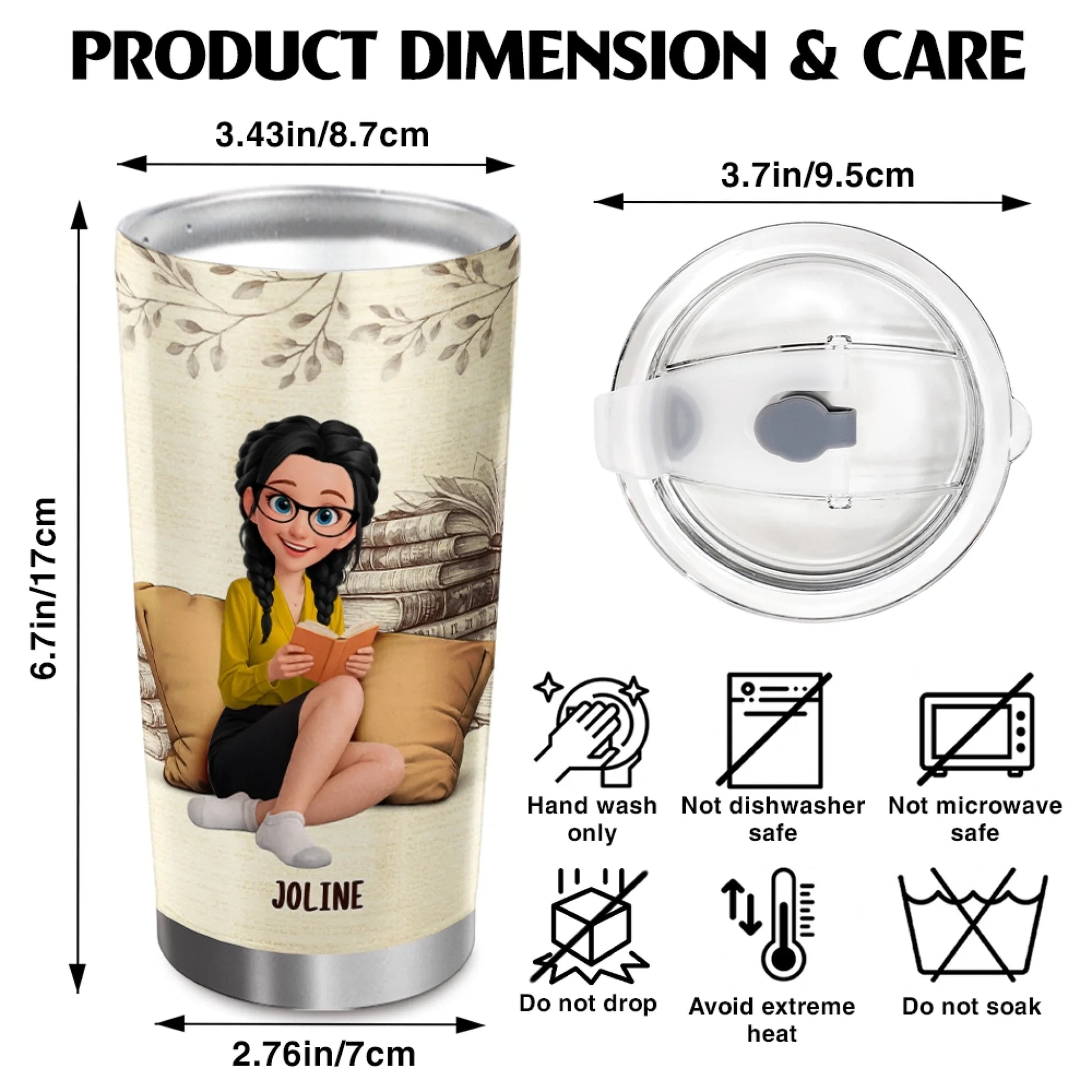 Book Lover Tumbler Product Details And Dimensions