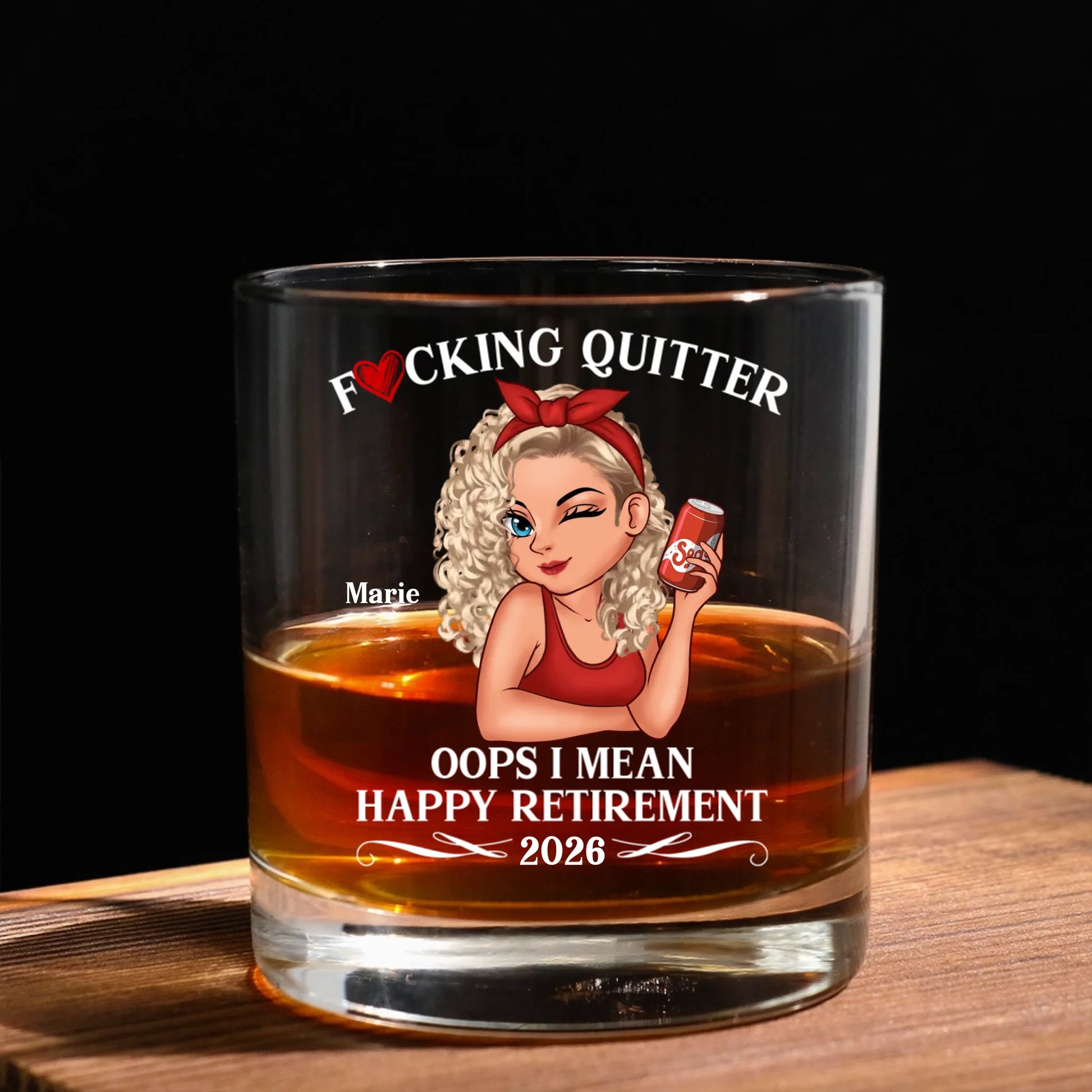 Personalized F*cking Quitter Retirement Whiskey Glass