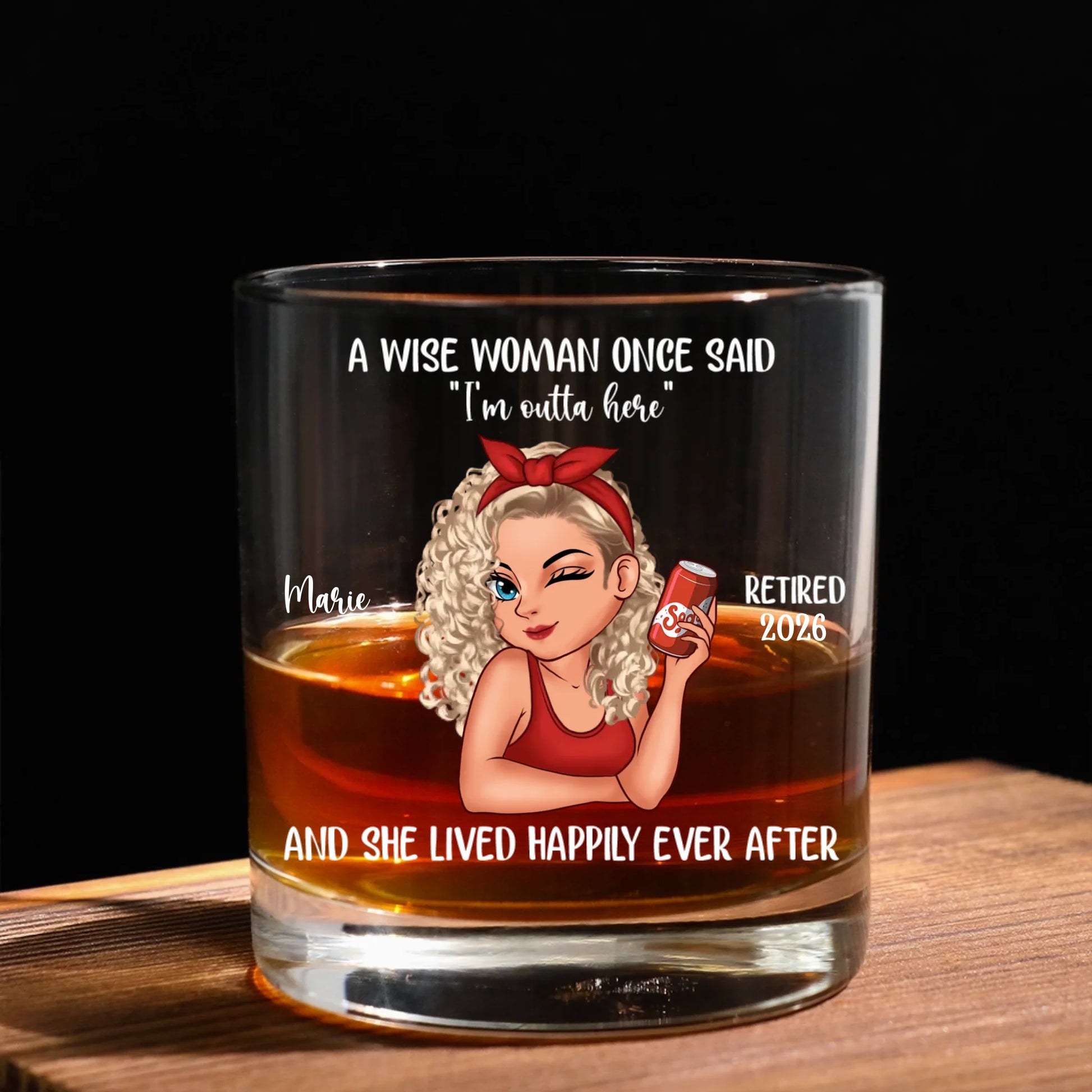 Personalized I'm Outta Here Retirement Whiskey Glass