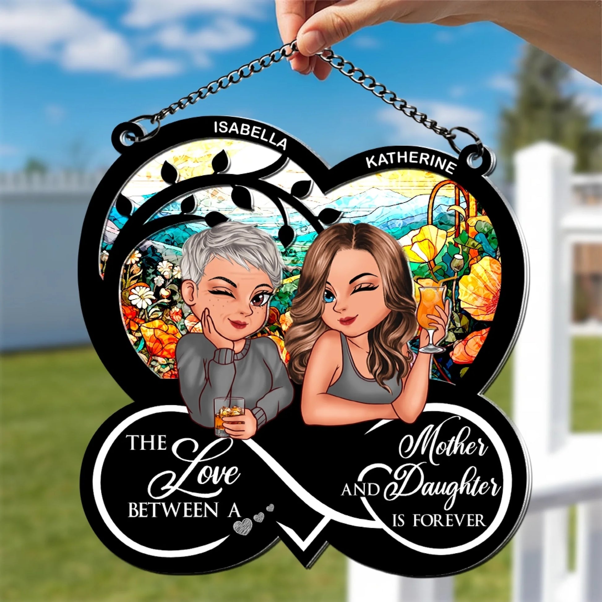 Custom Mother Daughter Window Hanging Suncatcher Keepsake Gift