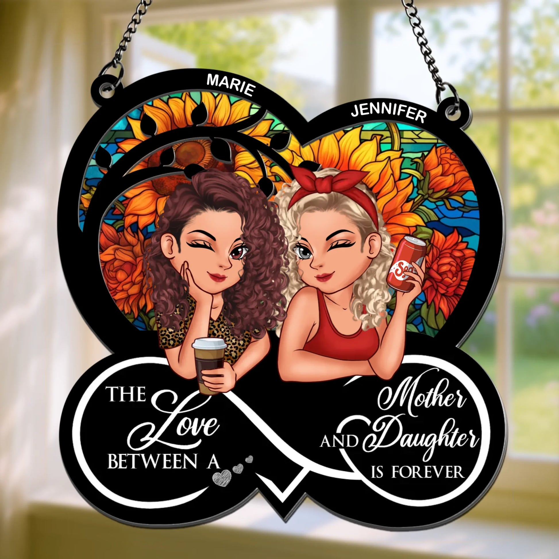 Personalized Mother And Daughter Acrylic Suncatcher Gift With Custom Names
