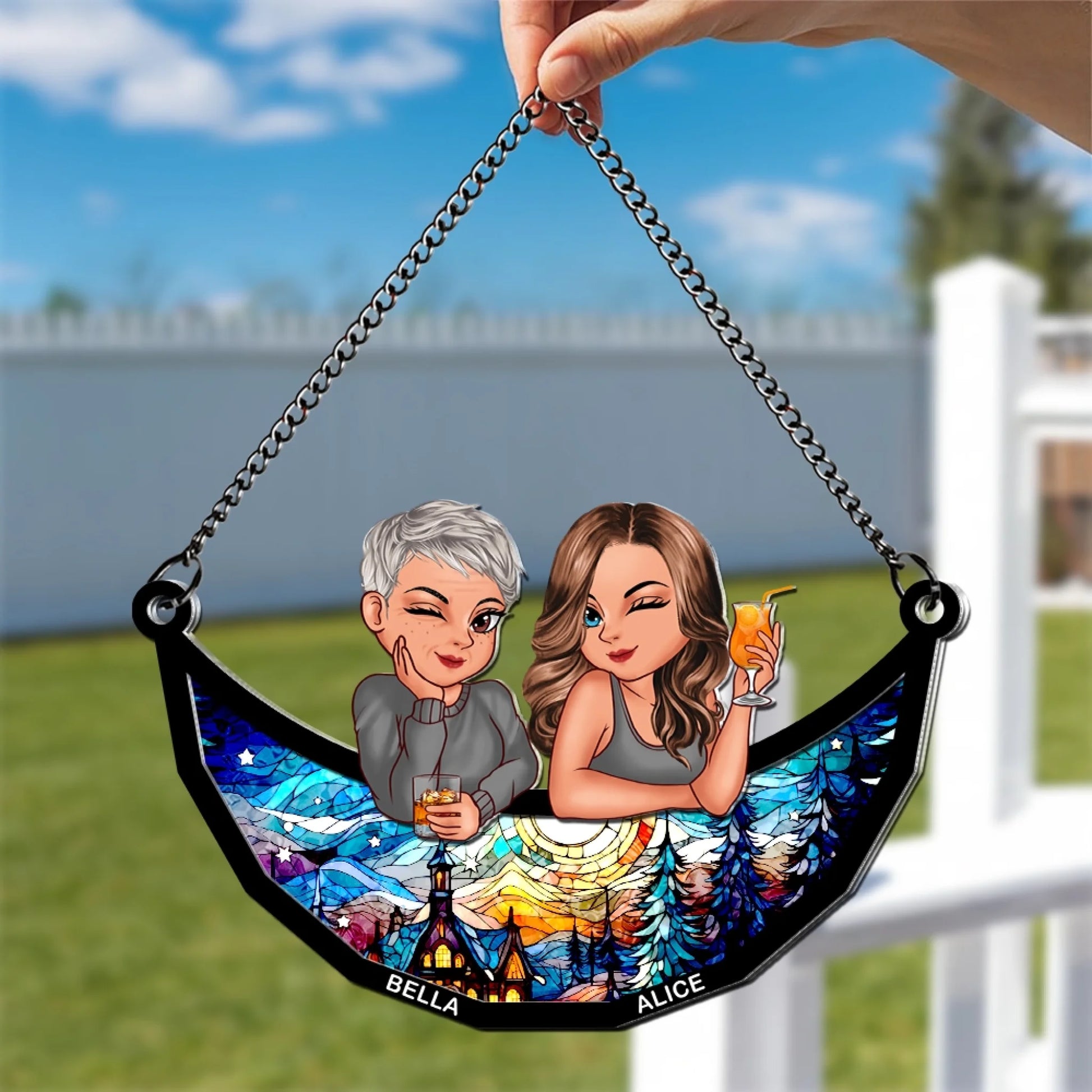 Custom Mother Daughter Window Hanging Suncatcher Keepsake Gift