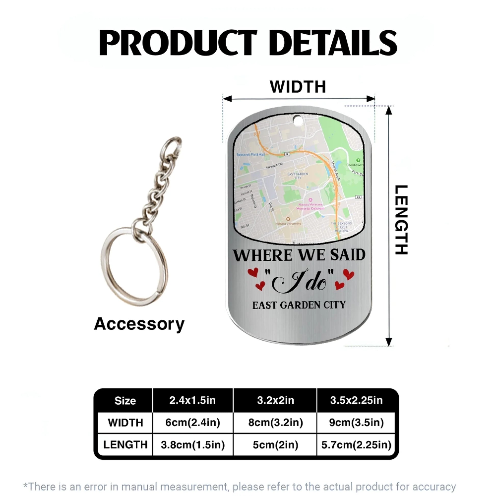Personalized Photo Keychain Product Details And Size Guide