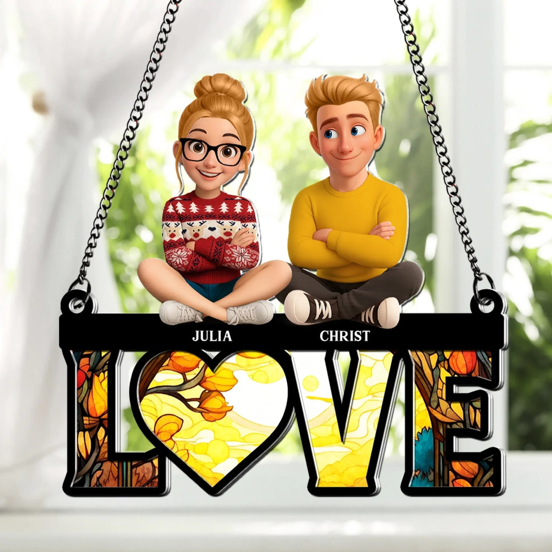 Personalized Couple LOVE Suncatcher With Custom Names