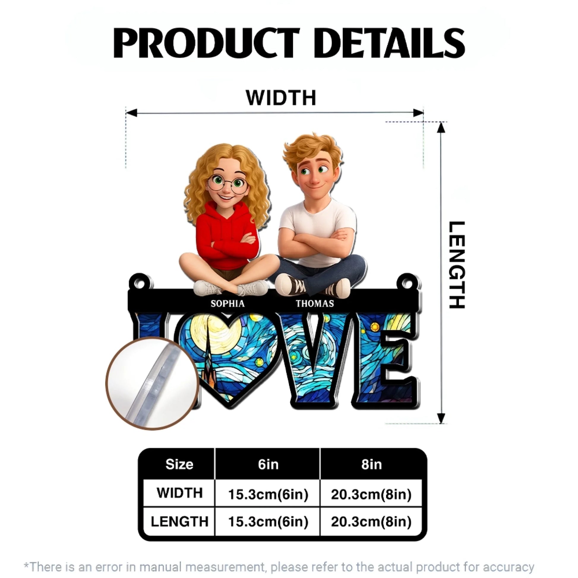 Personalized Acrylic Suncatcher Product Details And Size Guide