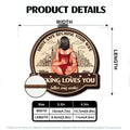 Personalized car visor clip size chart and product details