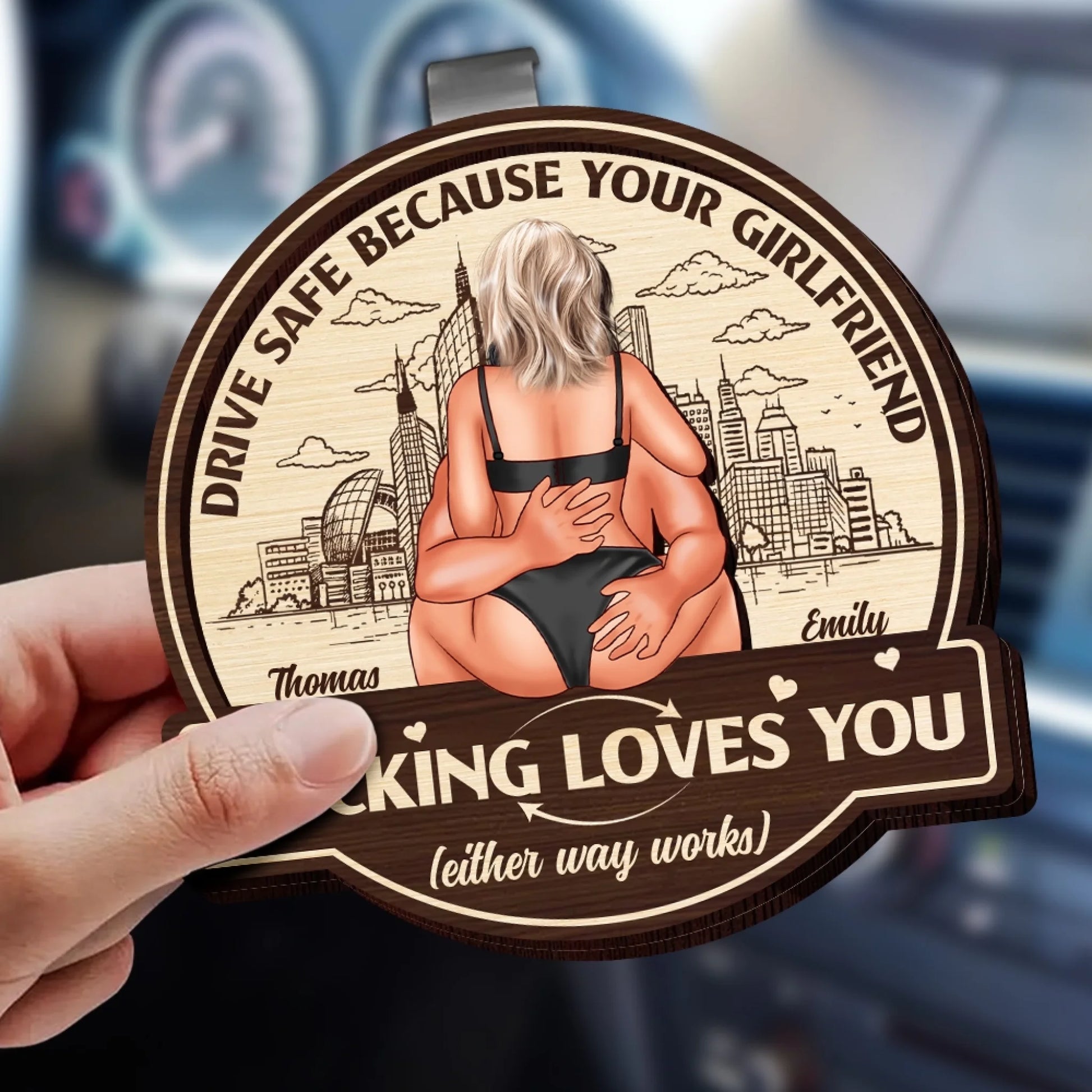 Romantic drive safe visor clip gift for husband and wife