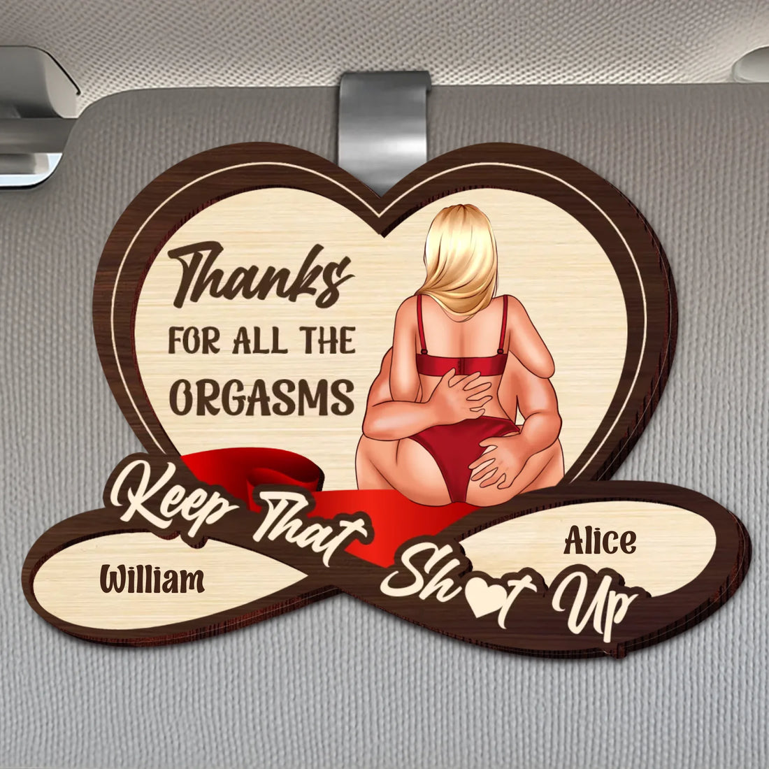 Orgasm Thanks - Personalized Car Visor Clip