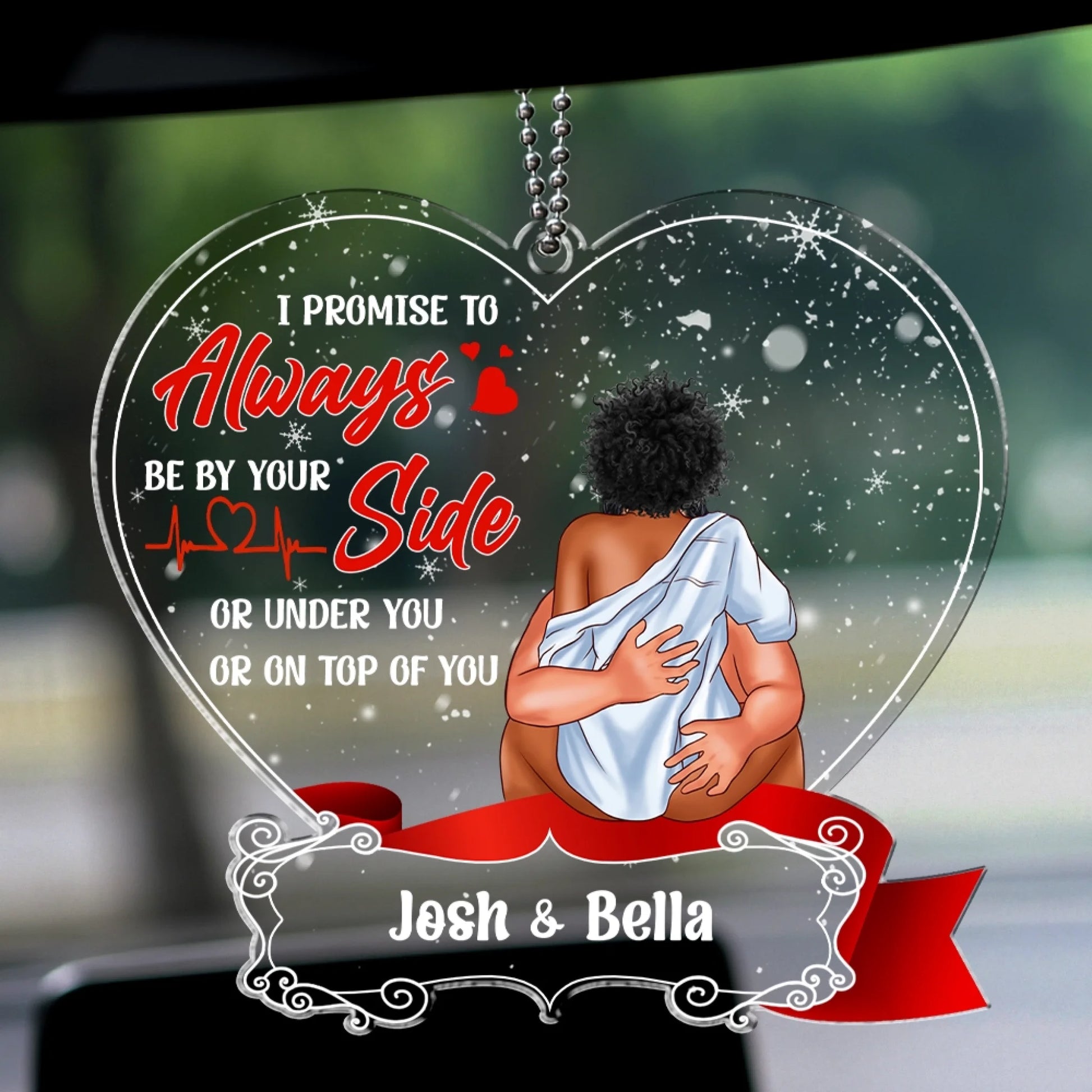 Romantic acrylic car mirror ornament gift for husband and wife