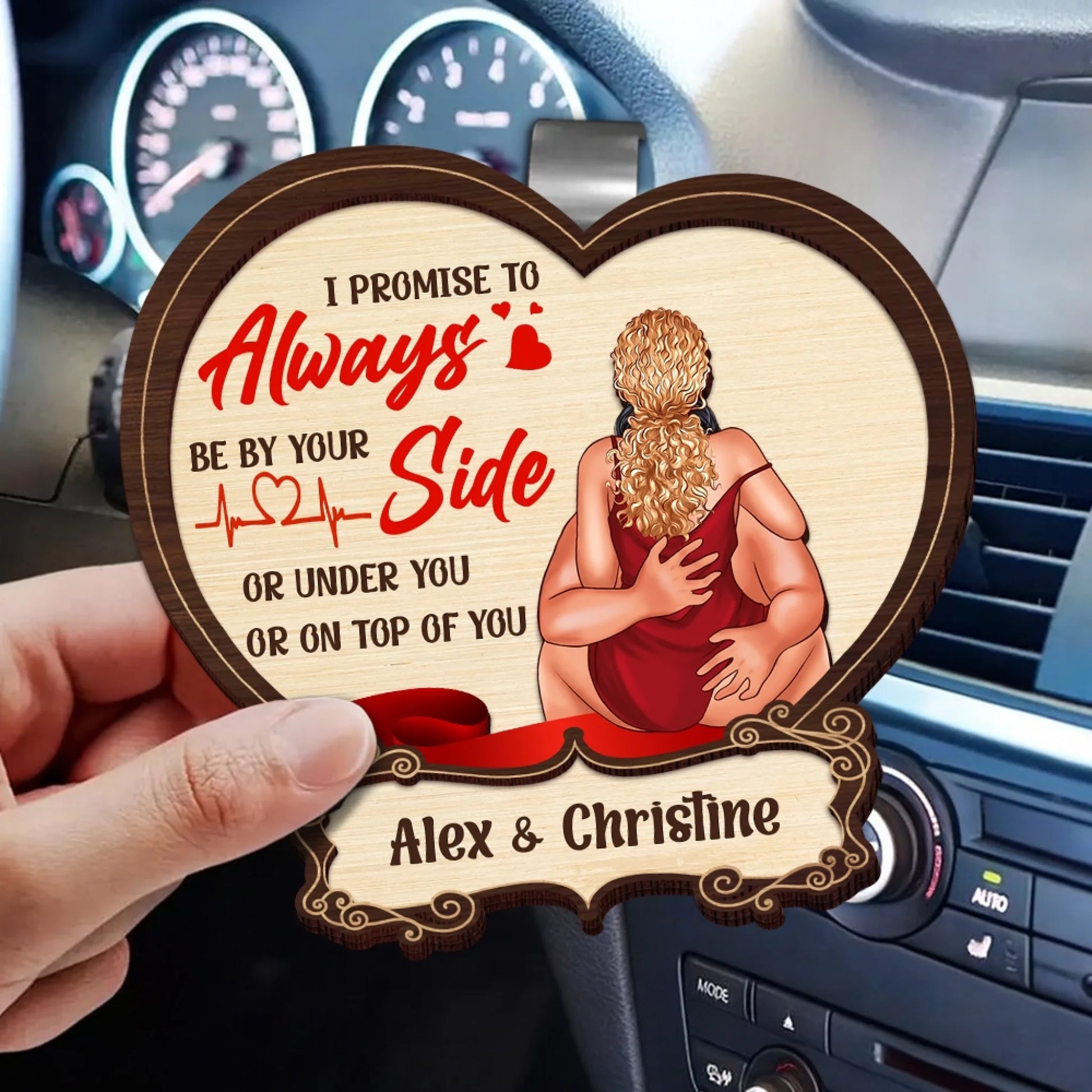 Romantic personalized visor clip gift for husband and wife