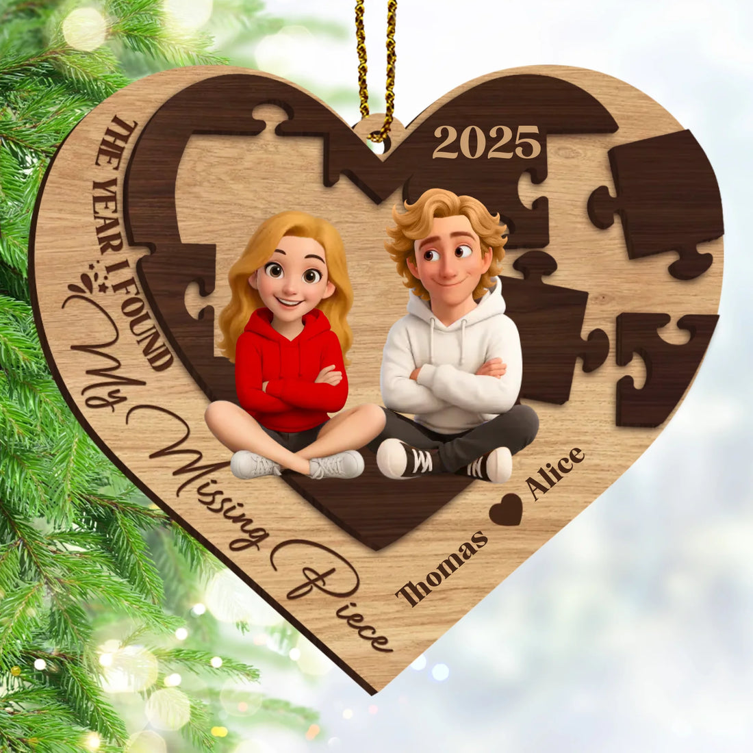 My Missing Piece - Personalized Wooden Ornament