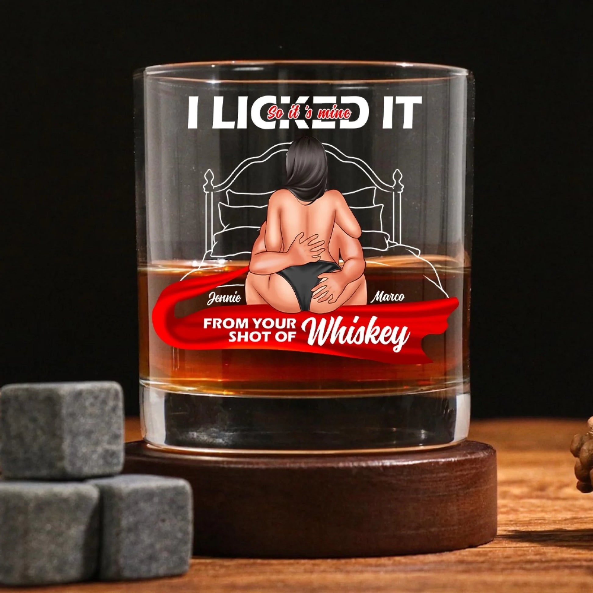 Custom Couple Whiskey Glass With Funny Quote